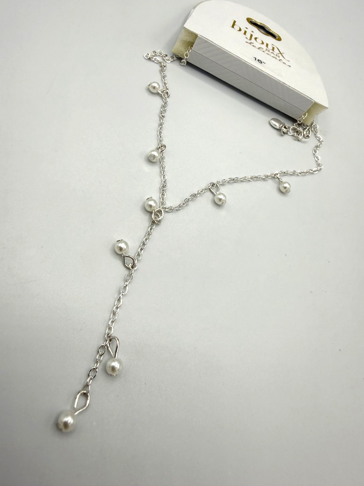 NEW JCPenney bijoux bar delicate drop chain silver necklace 16″ chain MSRP: $18