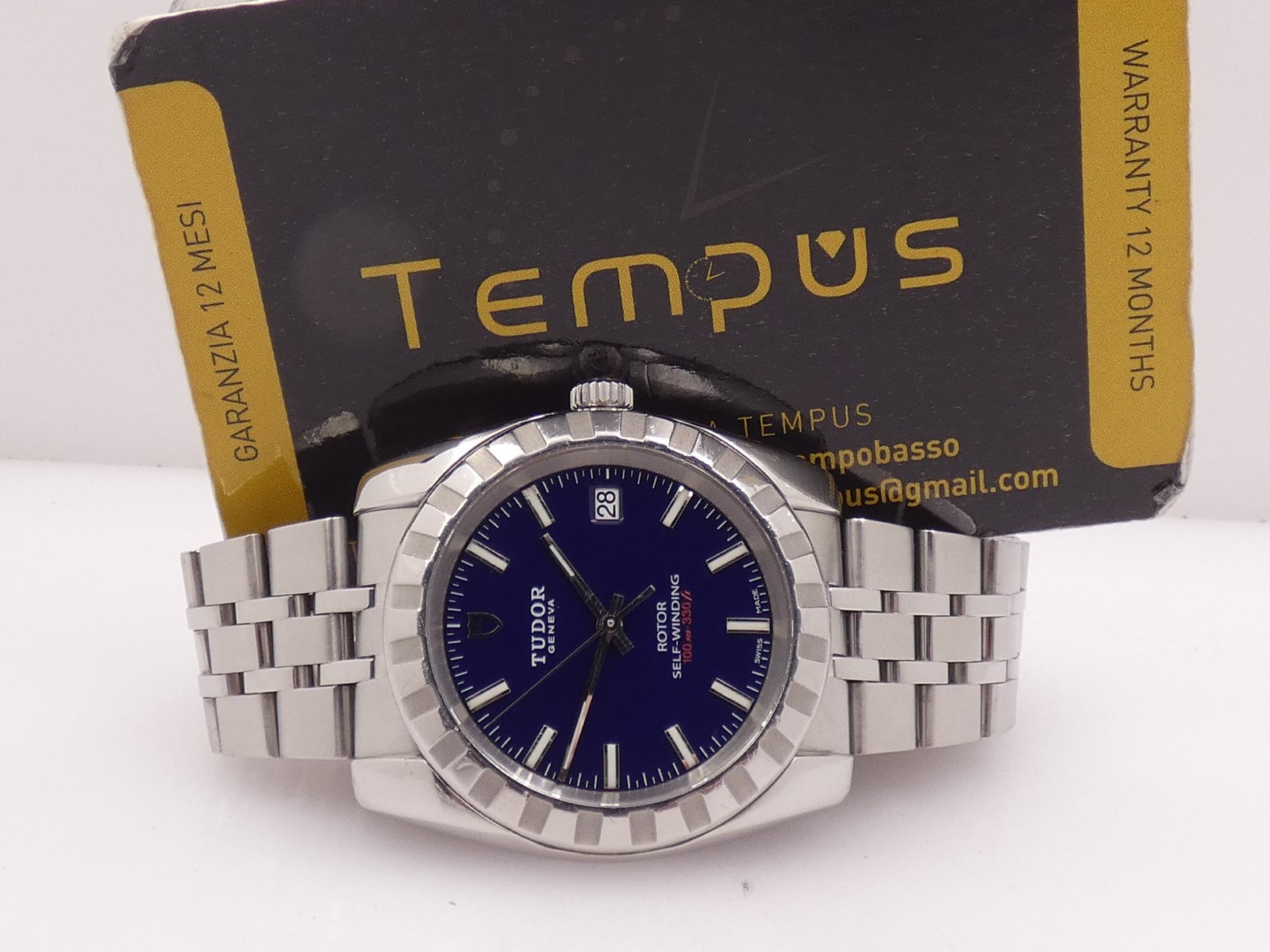 TUDOR CLASSIC DATE 21010 BOX&PAPERS YEAR 2012 BLUE DIAL AUTOMATIC STEEL WATCH