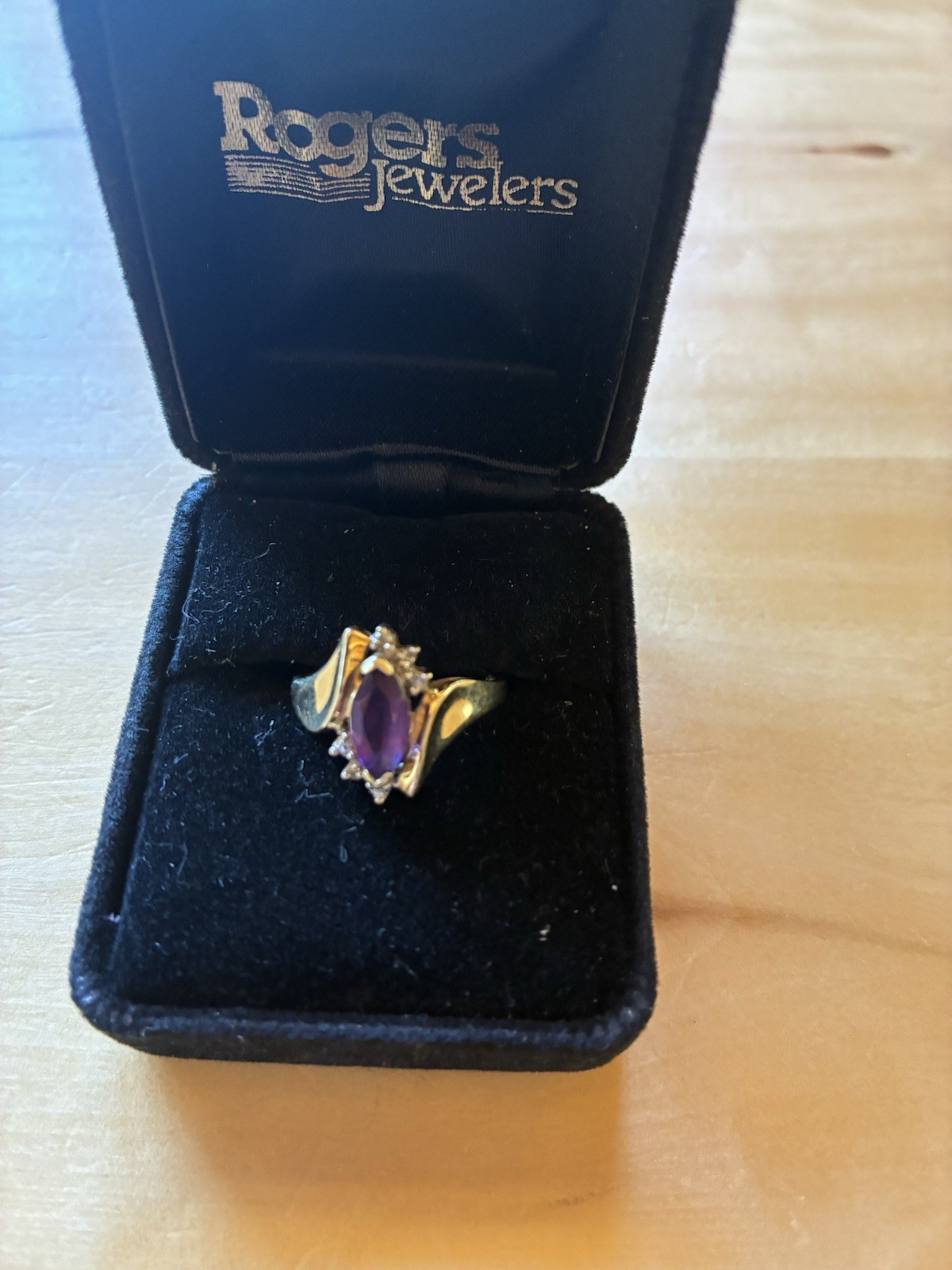 Amethyst 10K Gold Diamond Ring and 14K Gold Amethyst Necklace Pendant Set