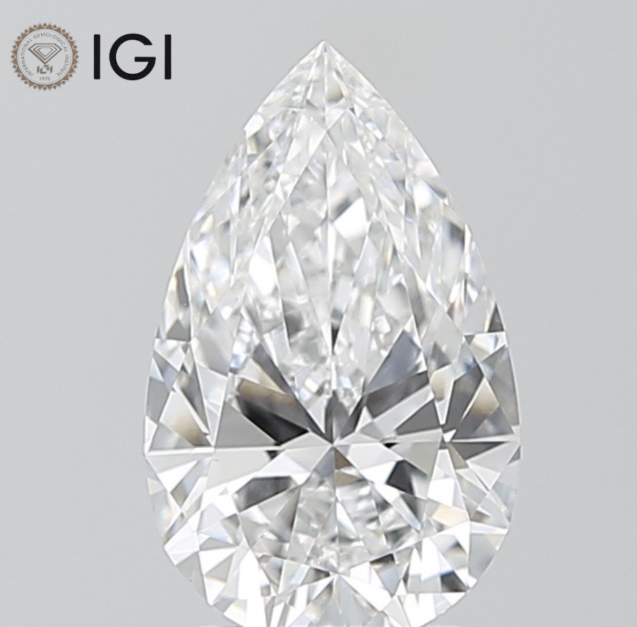 0.36 Ct Pear Cut IGI Certified Lab Grown CVD Diamond D Color VVS2 Clarity Stone