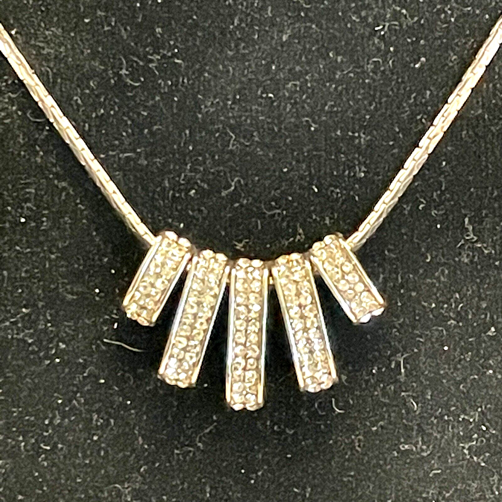 Silver Toned Choker Necklace Clear Rhinestones 16″ Plus 4″ Extender