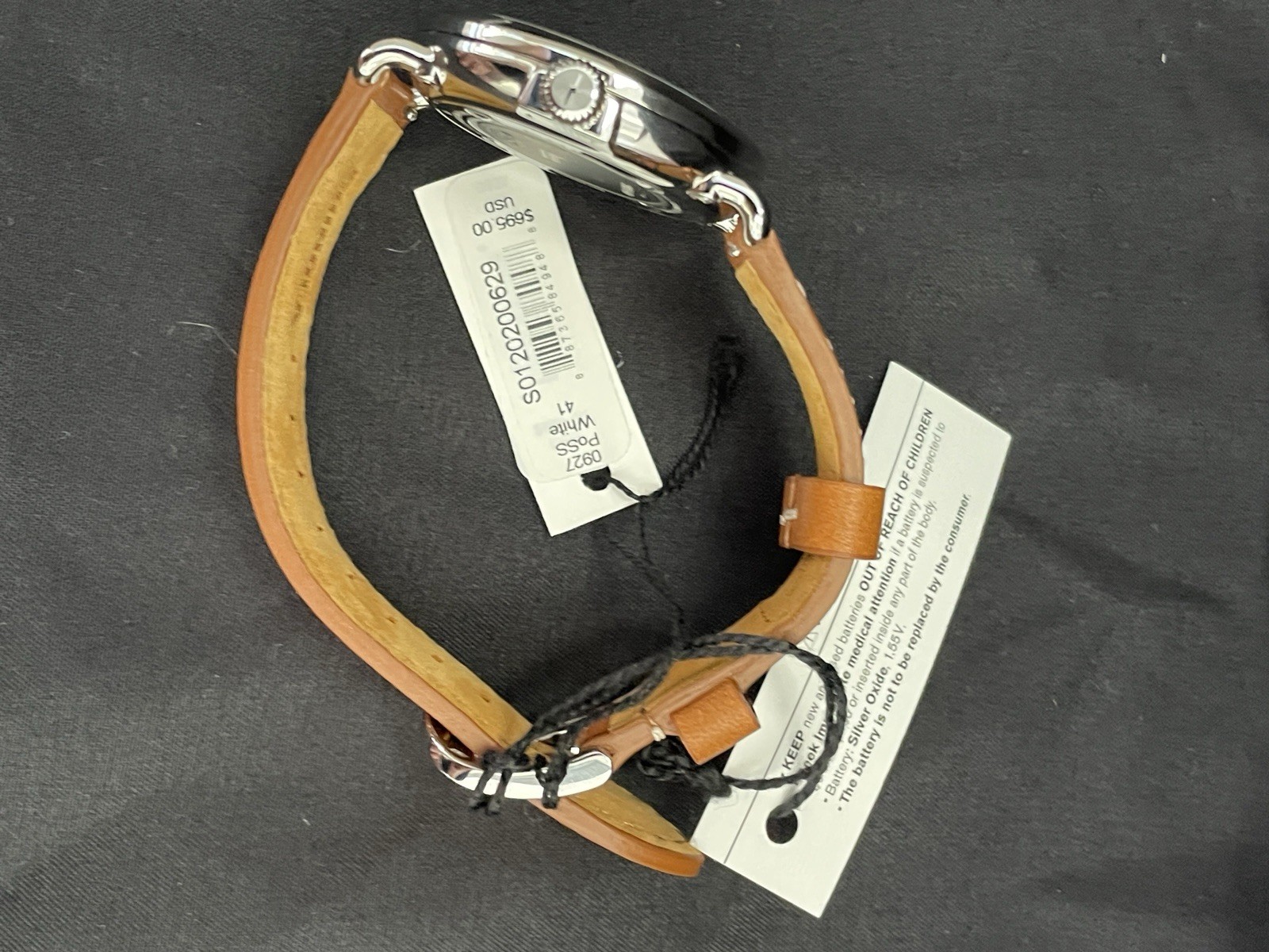 Men’s Shinola Runwell Argonite 1069 Cream Dial Brown Strap Quartz Watch 47mm NWT