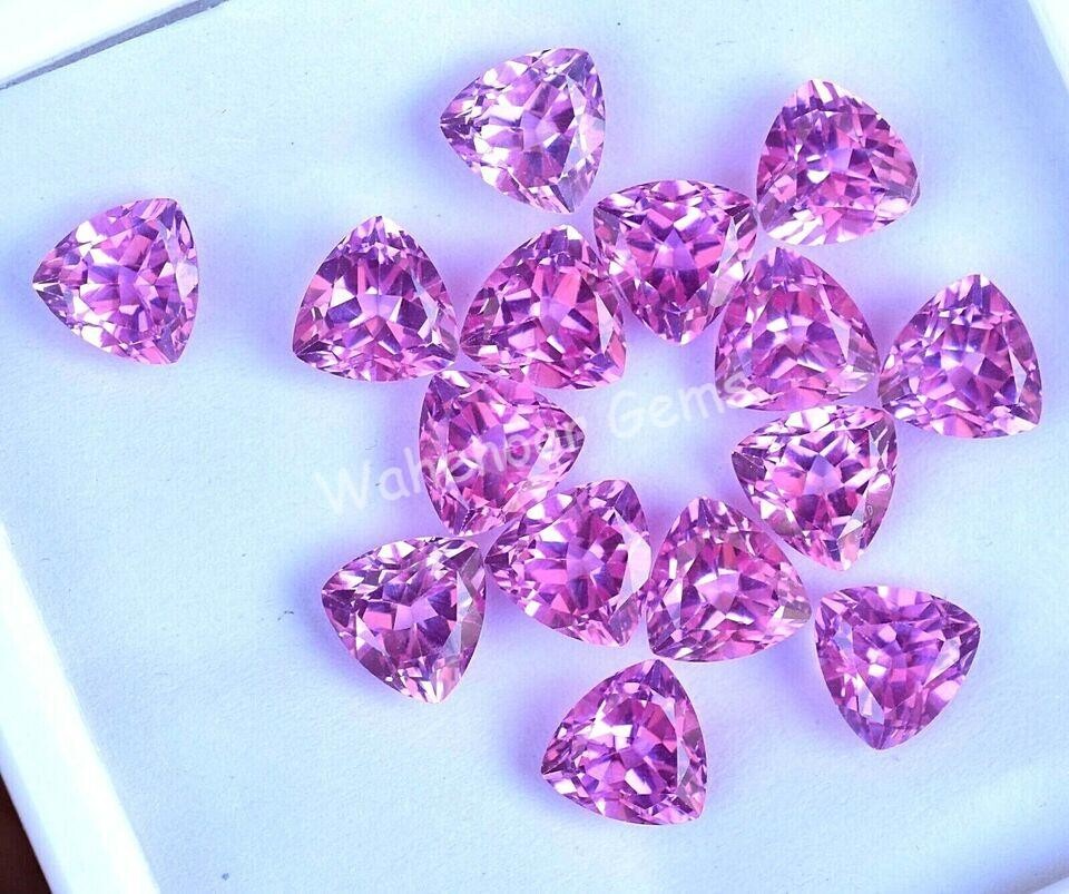 15 Pcs Natural Mogok Pink Ruby Trillion 7.00 MM Certified AAA+ Treated Gemstone