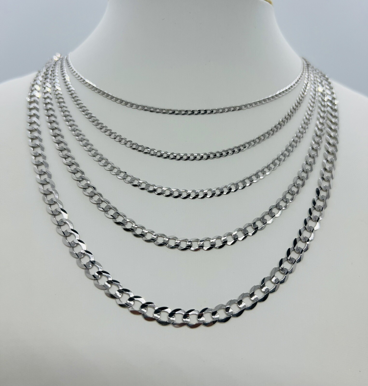 14k Gold white gold cuban link chain Men’s women’s necklace 2.2mm- 5.7mm 16″-30″
