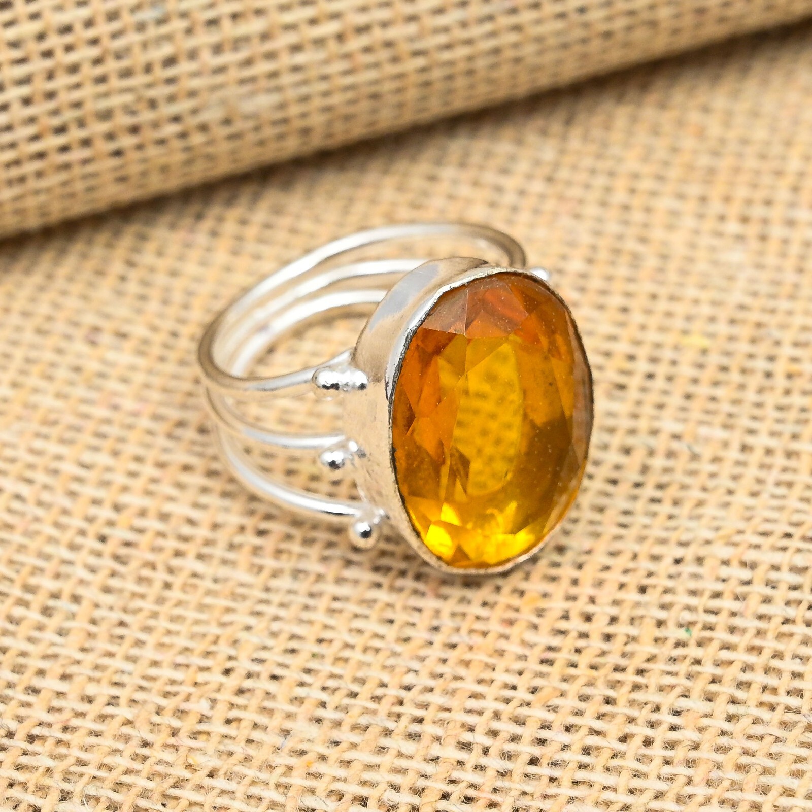 Honey Topaz Gemstone Handmade 925 Sterling Silver Ring Jewelry