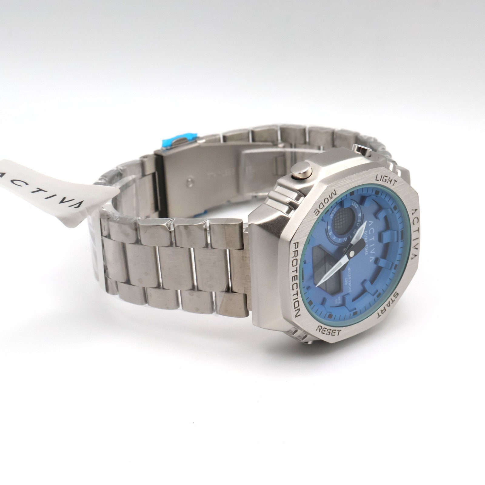 Invicta Activa Signal X Analog Digital Watch 45.5mm Silver Blue ACWM423-004