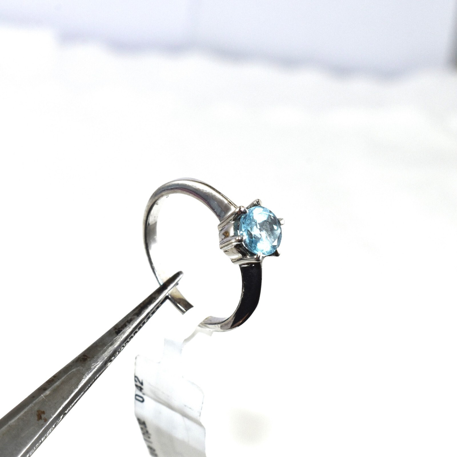 In Demand Round Cut Blue Topaz 925 Silver Ring Prong Setting Unique Silver Ring