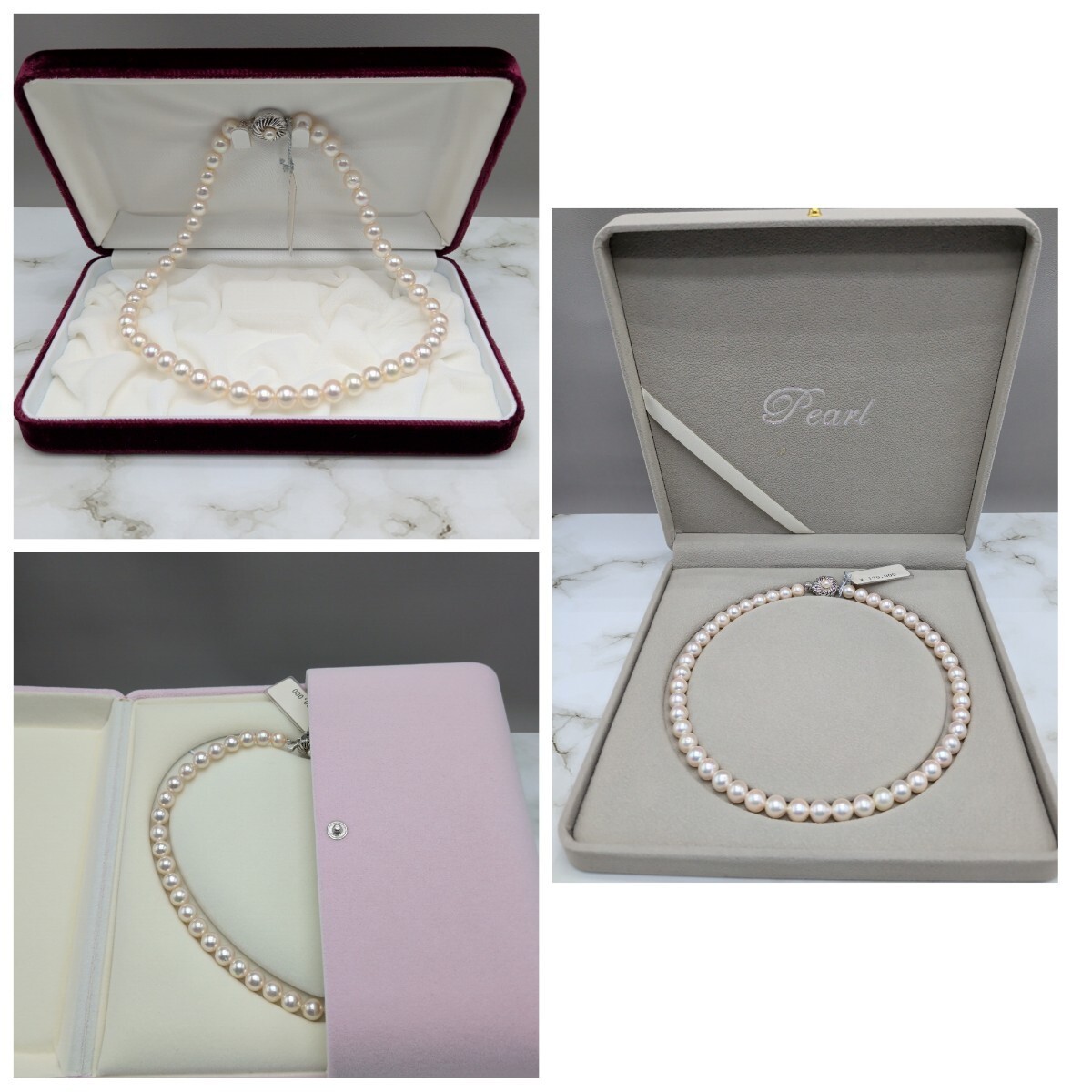 Akoya Genuine Pearl Necklace 8-8.5mm Pale White Pink Luster From Japan
