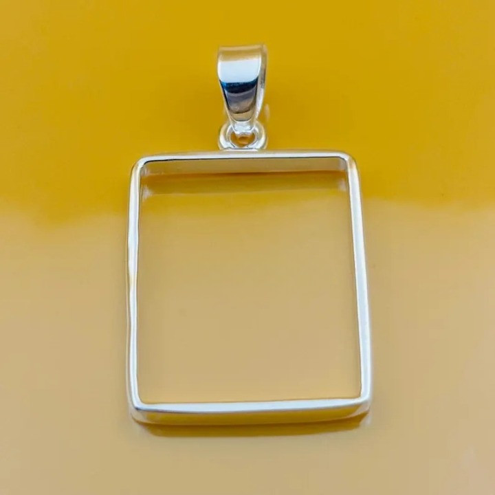 925 Sterling Silver 10x14mm Rectangle Open Bezel Pendant Setting Jewelry