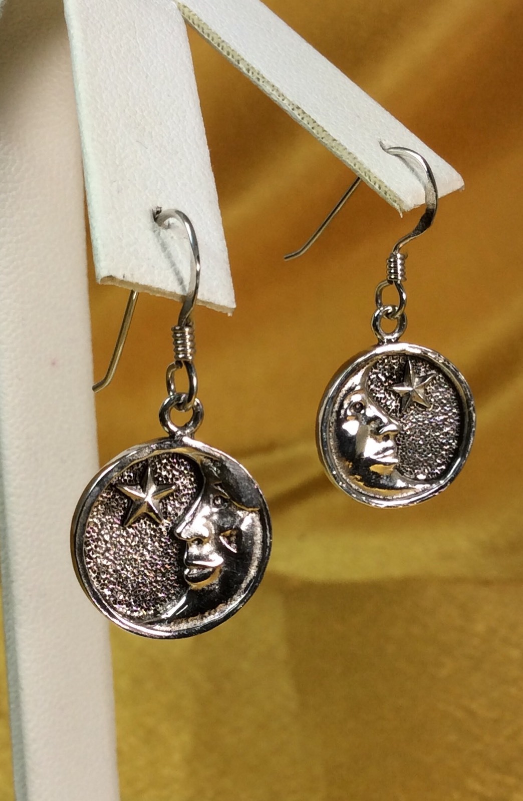 Peter Stone 925 Sterling Silver Moon Dangling Earrings Signed PSCL Fine Jewelry