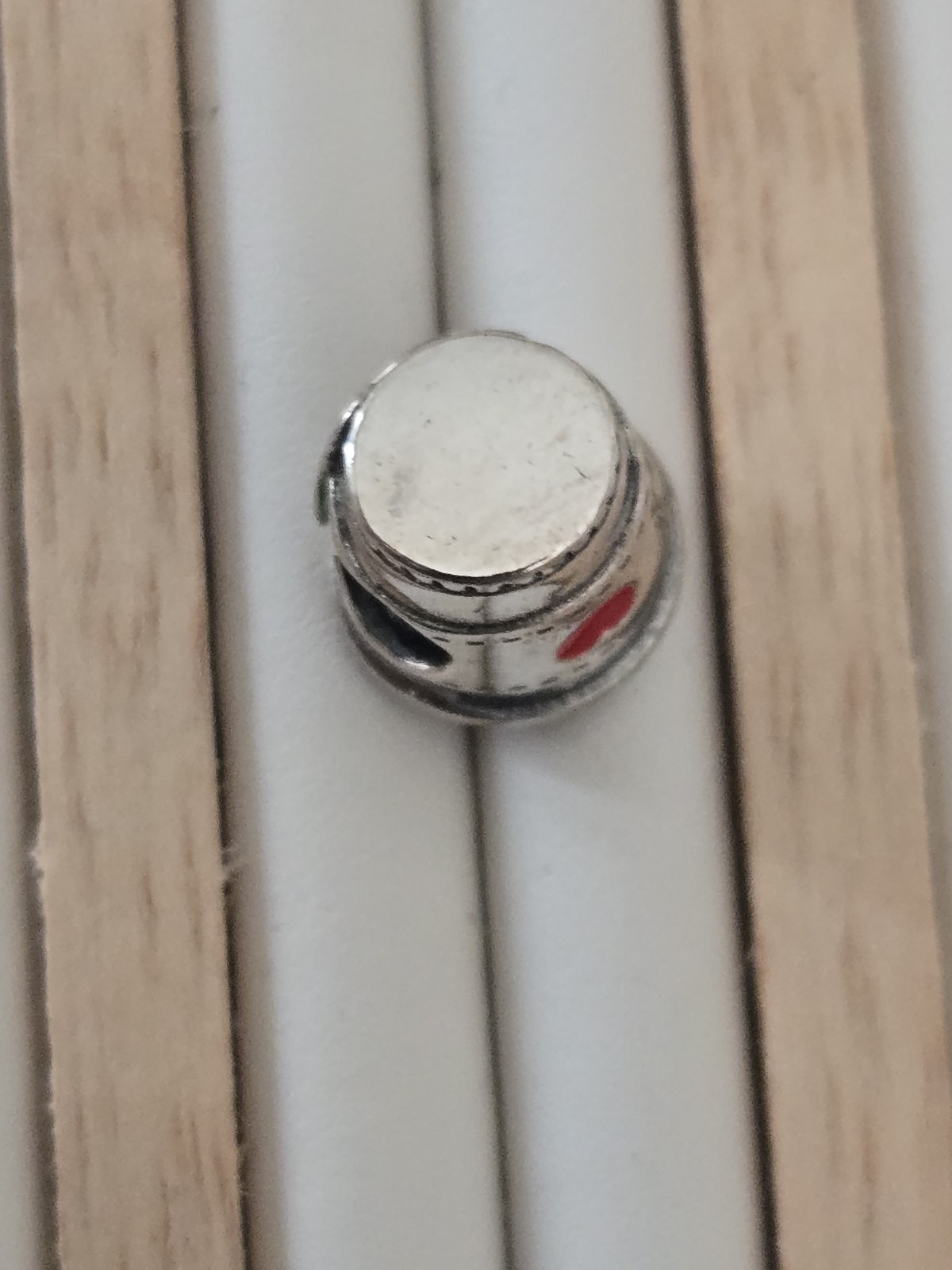 S925 Sterling Silver Coffee Cup Bead Green Enamel Heart Charm