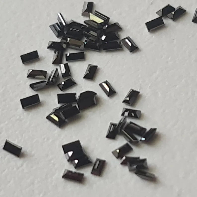 Conflict Free Black Baguette Diamond, 1x2mm Baguette Cut