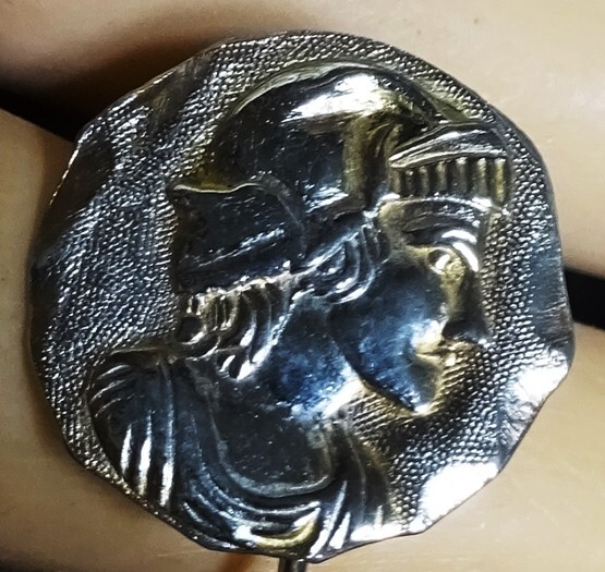 Vintage Roman Soldier Cameo 2 3/4″ Long Stick Lapel Hat Pin