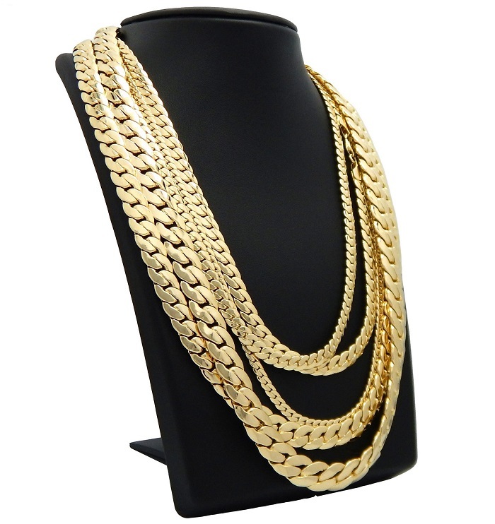 Miami Cuban link Chain 5mm 6mm 8mm 10mm 12mm 20″ 24″ 30 14k Gold Plated Necklace
