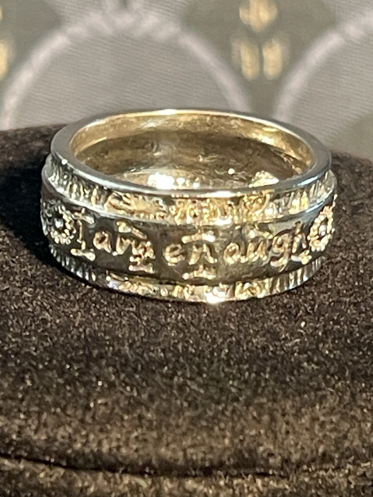 Vintage Sterling Ring Engraved I Am Enough/Spinner/Fidget size 11 / great gift!