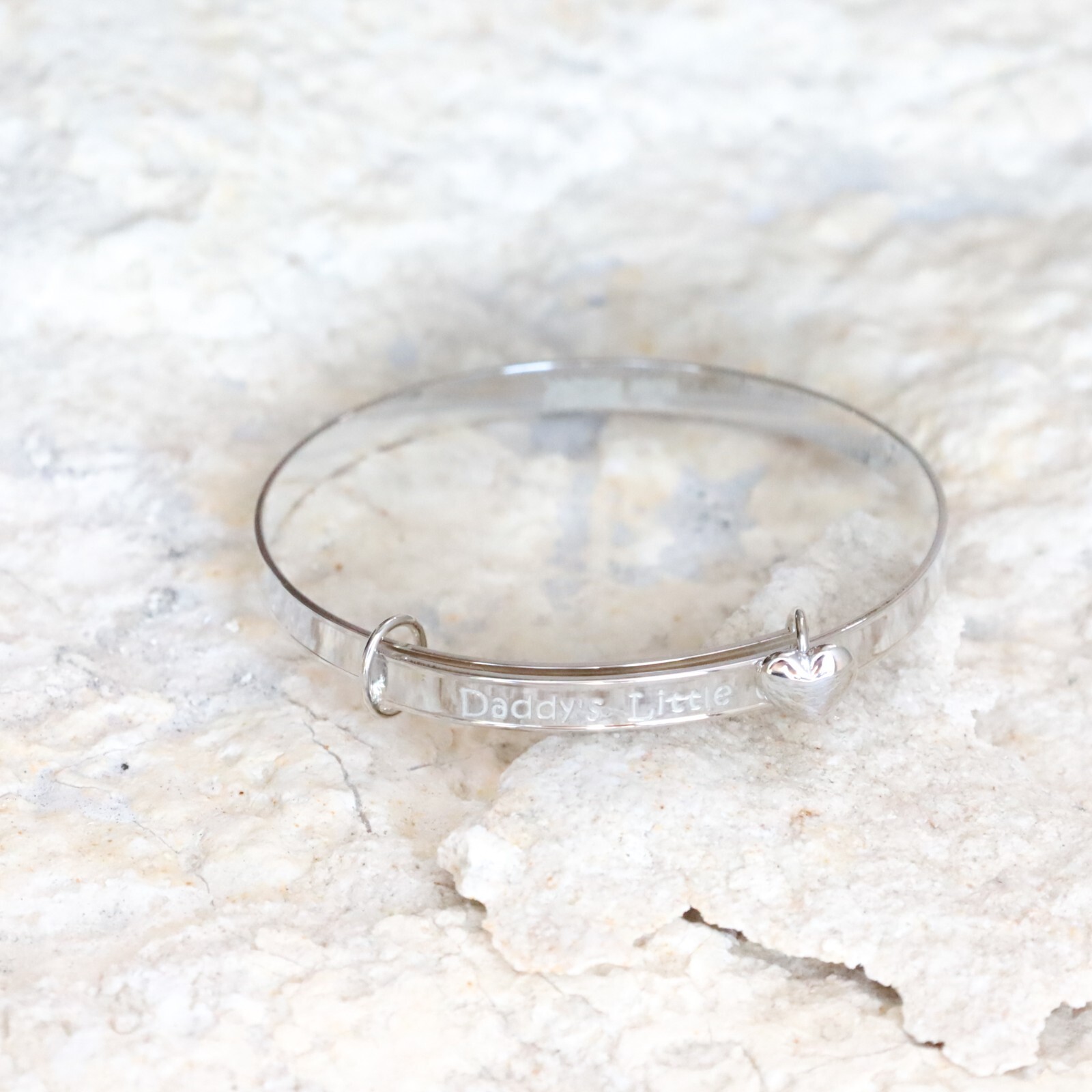 Daddy’s little Girl Heart Bracelet Bangle Silver Baby Shower Baptism Christening