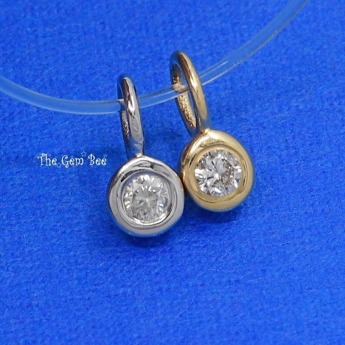 Minimalist 0.05CT 14k Yellow White Thick Gold Round Diamond Bead Charm 3mm hole