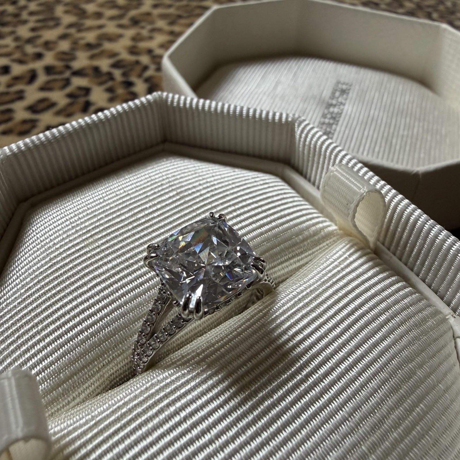 Swarovski Crystal Stilla Cocktail Ring Square-Cut Engagement CZ Size 52 6