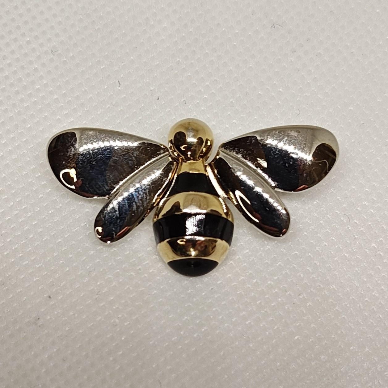Liz Claiborne Bumblebee Brooch Pin Gold Silver Black Enamel Insect Jewelry