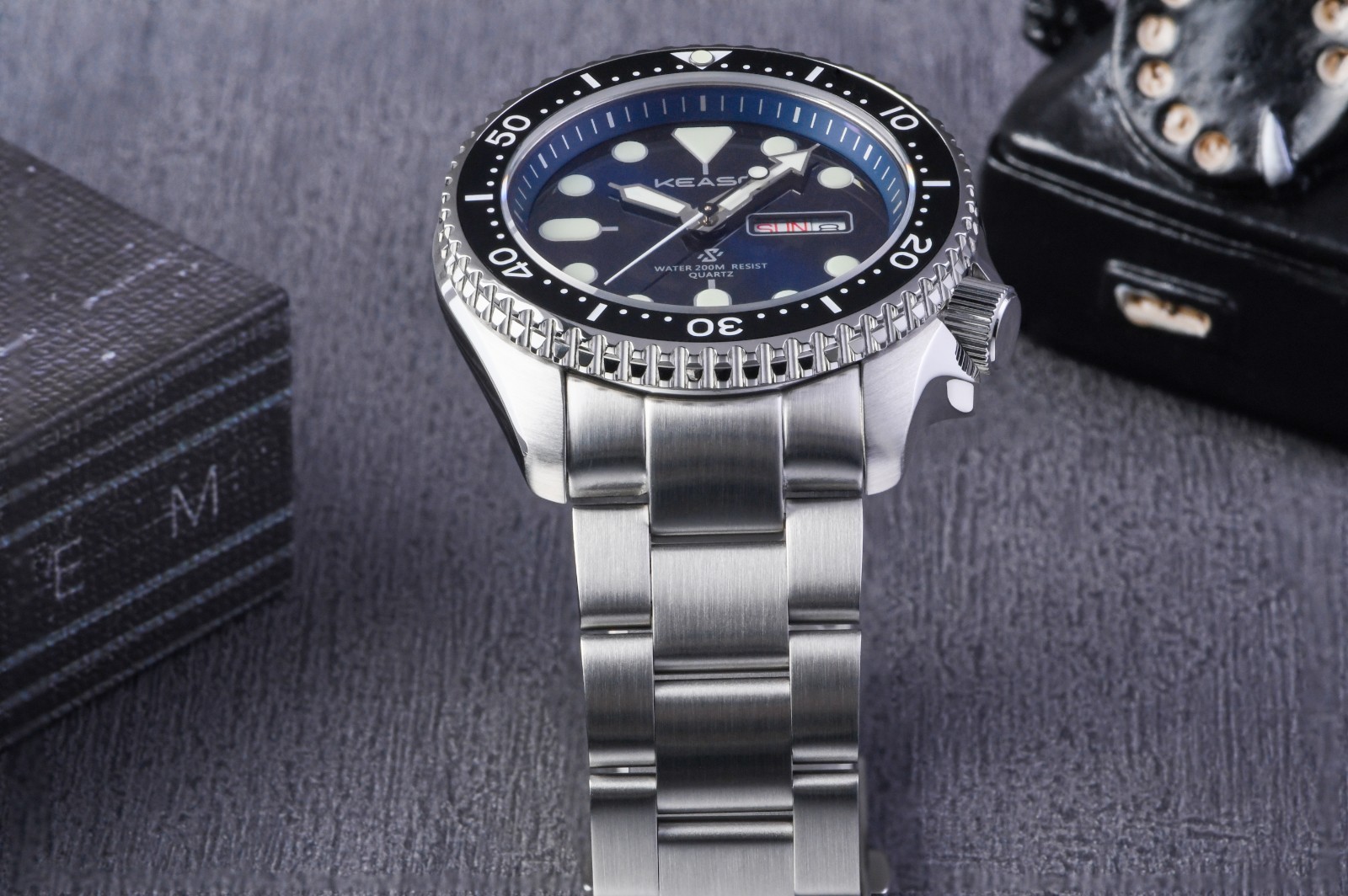 KEASO Miyota 2105 Quartz Movement Day Date Diver Watch 42.5mm C3 316L KE02