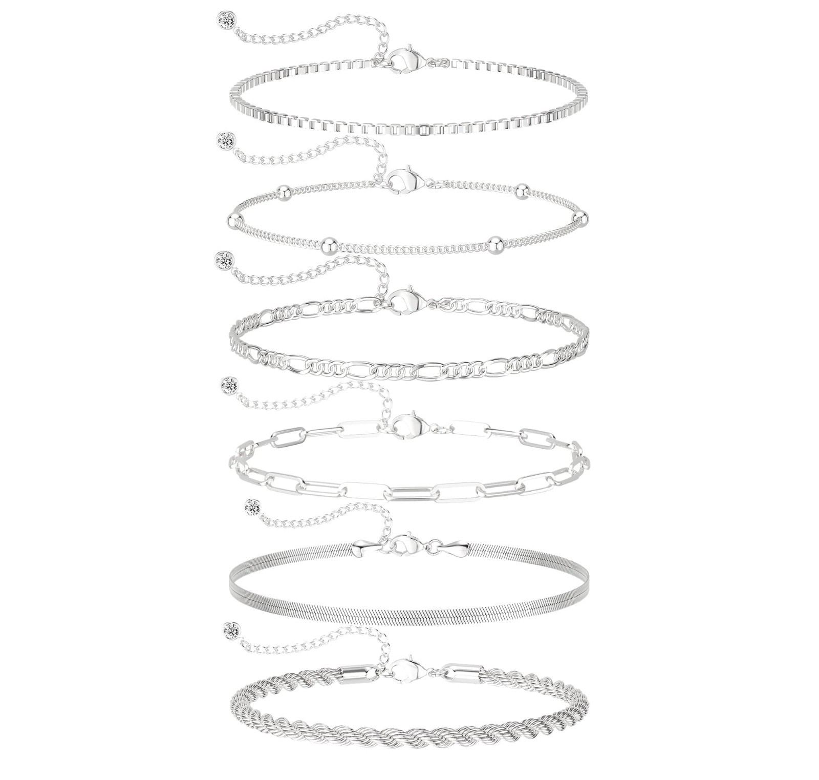 Waterproof Gold Bracelet Set for Women – Non-Tarnish Cuban Paperclip Chain, Stac