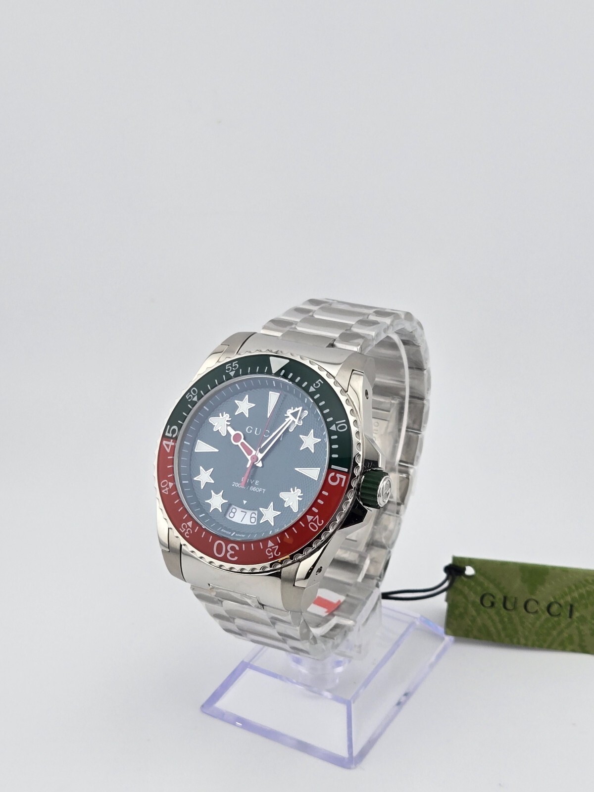 $1700 MSRP | Gucci Dive Men’s Green Dial Stainless Steel Watch – YA136222