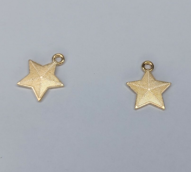 Earring Findings Gold Tone Enamel Star Red White & Blue 4th Of July Pair Of 2