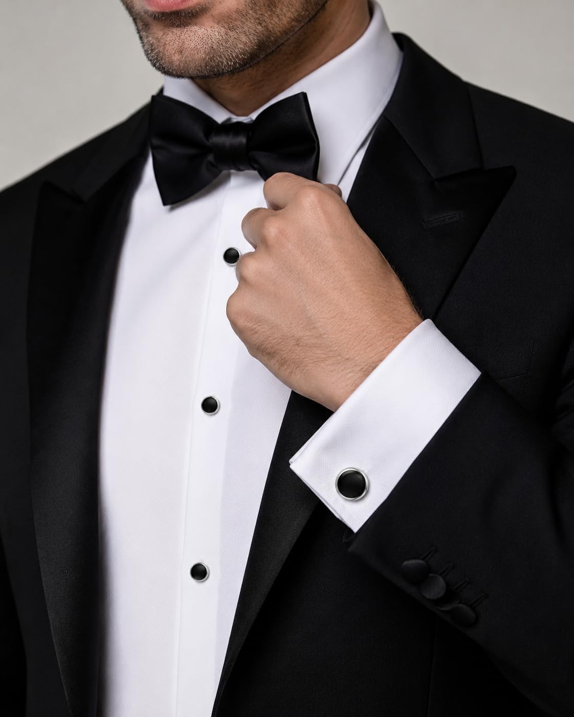 Men’s Stainless Steel Cufflinks & Tuxedo Studs Set – Formal Wedding Jewelry Gift