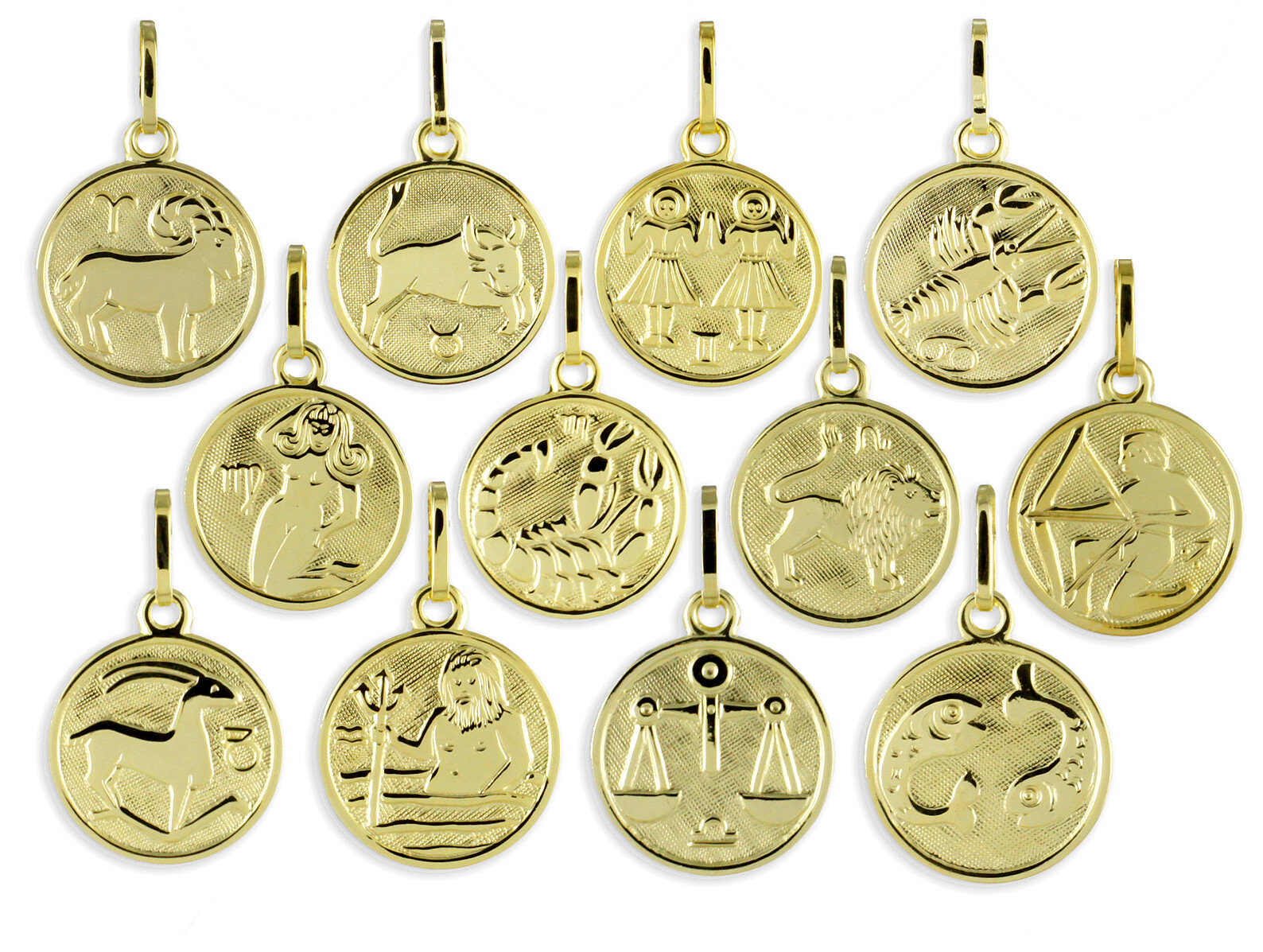 Real gold *** pendant Zodiac zodiac sign zodiac Ø 12.5mm