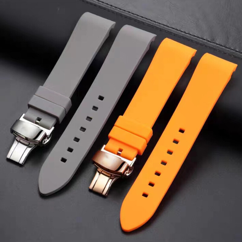 Universal Curved End Silicone Bracelet Waterproof Watch Band Strap 18mm-24mm