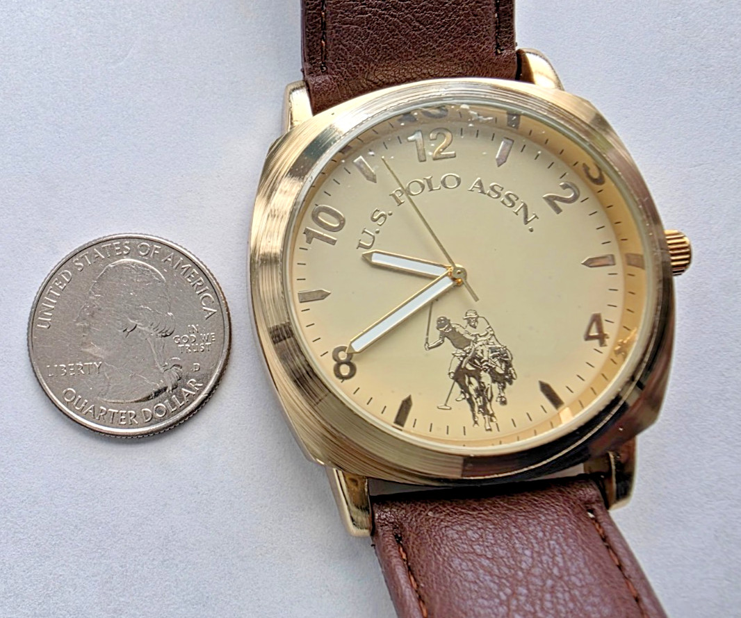 U.S. Polo Assn. Men’s Accutime Watch, Gold-Tone USC90053KL Size 7 1/2 Org Box