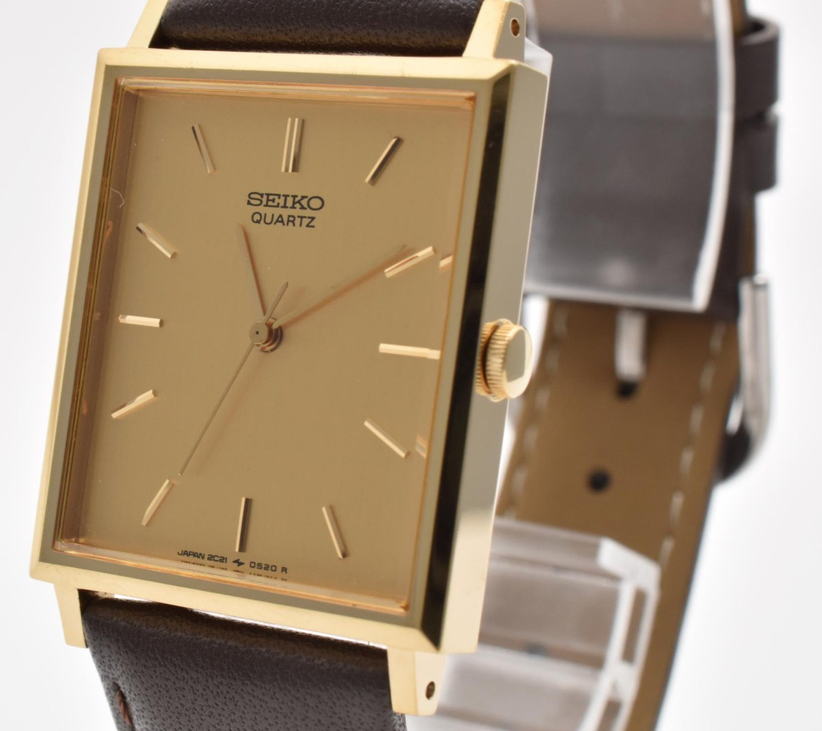 [MINT] SEIKO Chariot 2C21-5180 Gold Tank Square Quartz Vintage Men’s Watch Japan