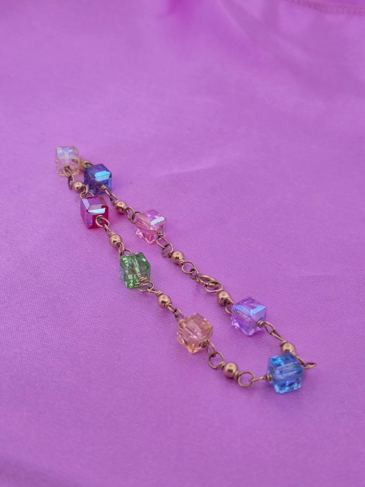 14k Yellow Gold Bracelet with Multi-Colored Stones 5.7GR
