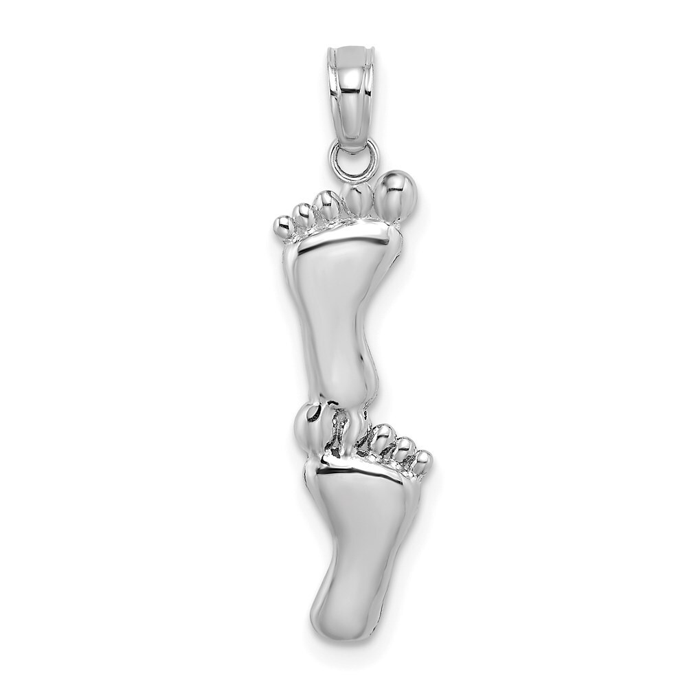 14K White Gold Double Vertical Feet Charm Pendant 0.72gm L-0.89 in,W-0.26 in