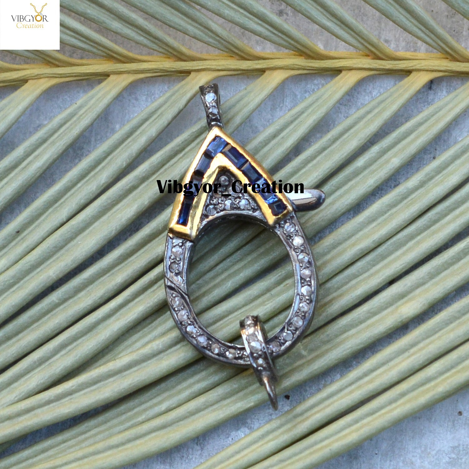 Pave Diamond Lobster Clasp 925 Silver Gemstone Baguette Finding Lock Jewelry