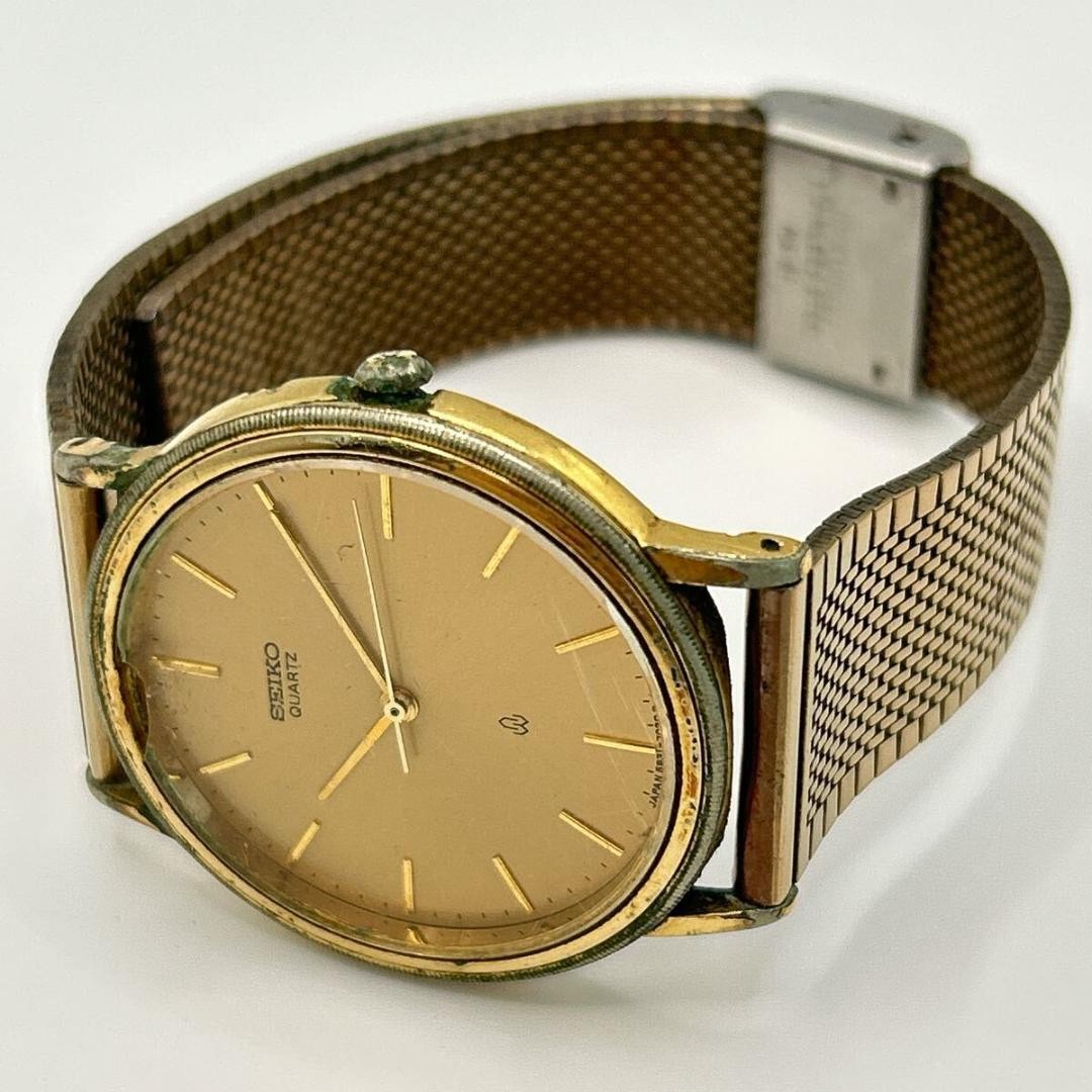 New battery, fully functional. SEIKO gold dial quartz vintage retro watch.