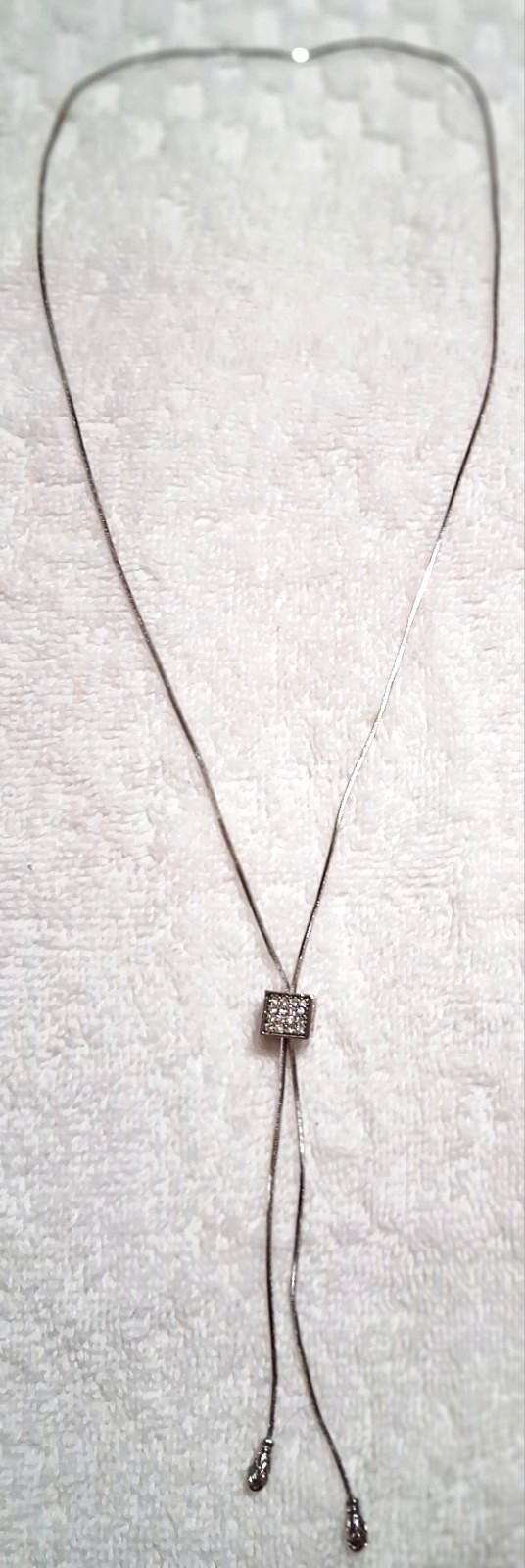 CARSON PIRIE SCOTT SILVER CZ LARIAT NECKLACE NEW