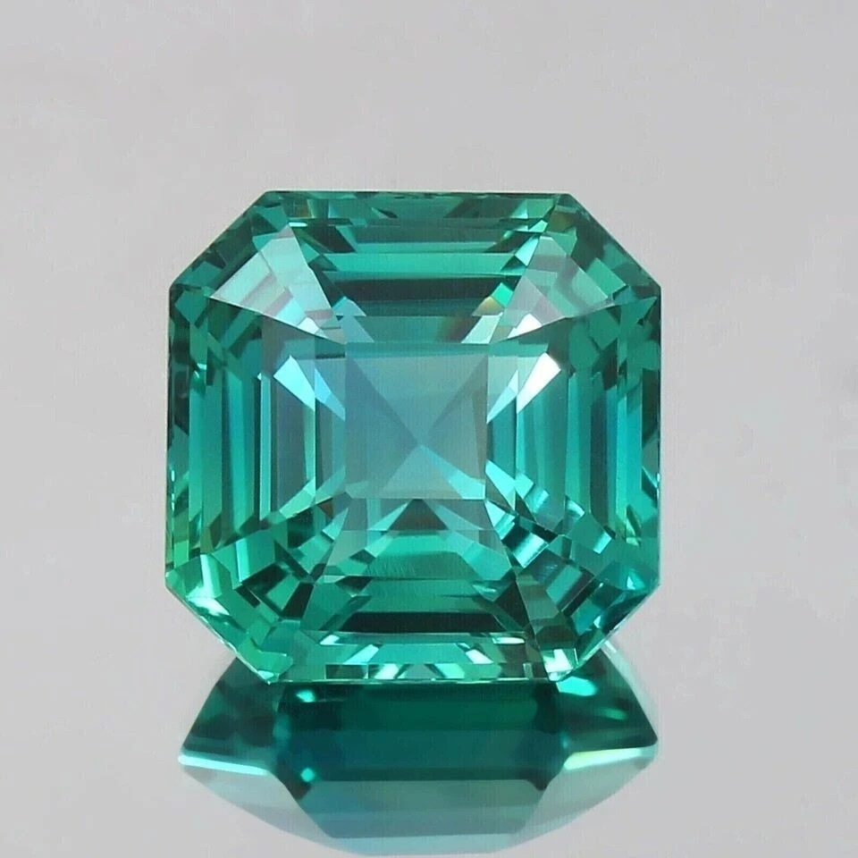 14 Ct+ Natural Green Sapphire Asscher Cut Flawless Certified Loose Gemstone