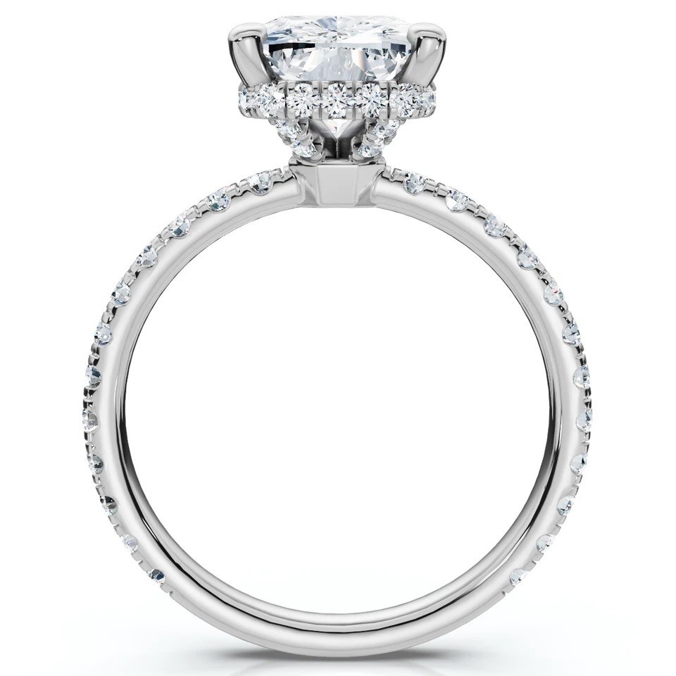 Lab Grown Cushion Cut Halo 2.80CT Diamond Ring for Women’s 14K White Gold