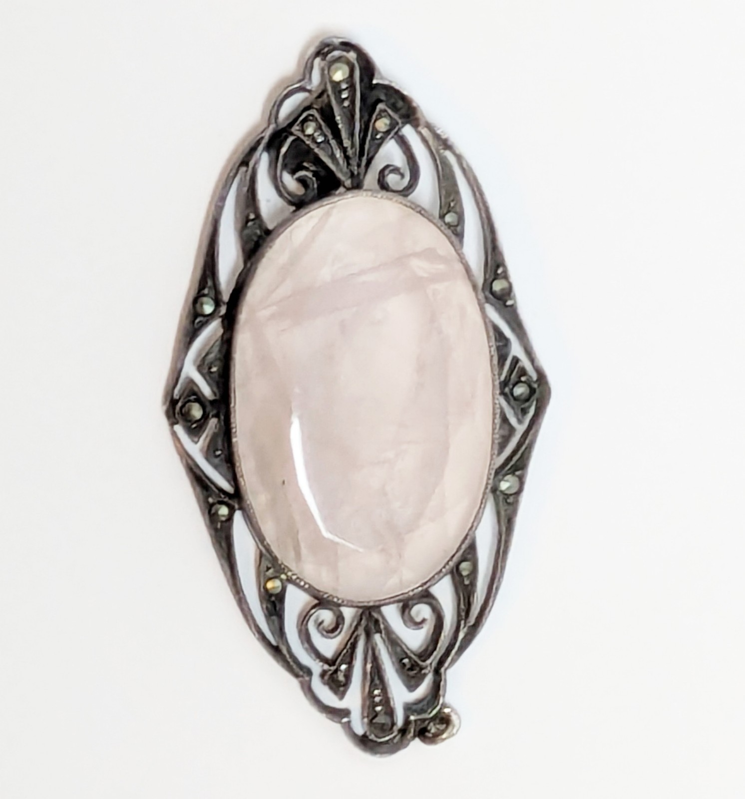 Vintage Sterling Silver Pink Quartz Germany Clasp Missing stone For fix or parts