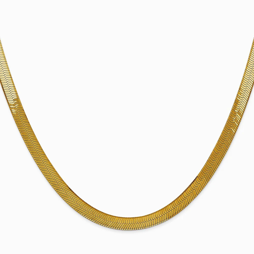 14K Yellow Gold 5mm Silky Herringbone Chain Necklace 16″-24″