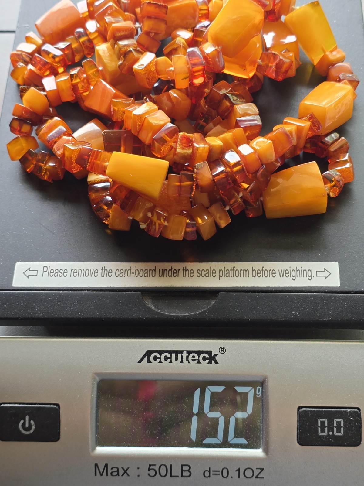 VTG GENUINE BALTIC EGG YOLK & HONEY AMBER BEADED NECKLACE 152 Grams☆ART DECO☆70″
