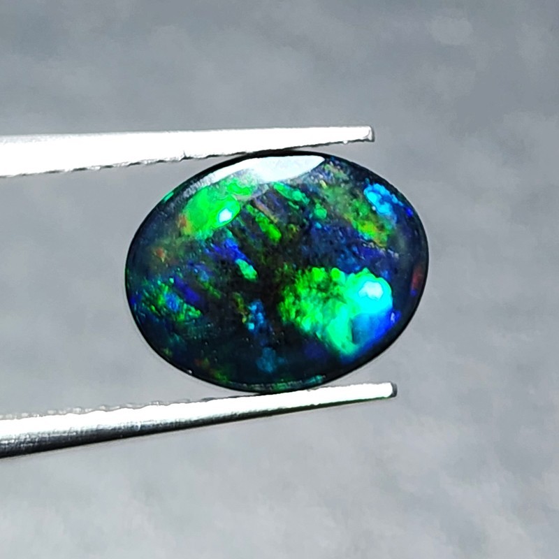 Natural Welo Black Opal Ethiopia Oval Cabochon Vivid Blue Green Fire 1.20Ct Gem