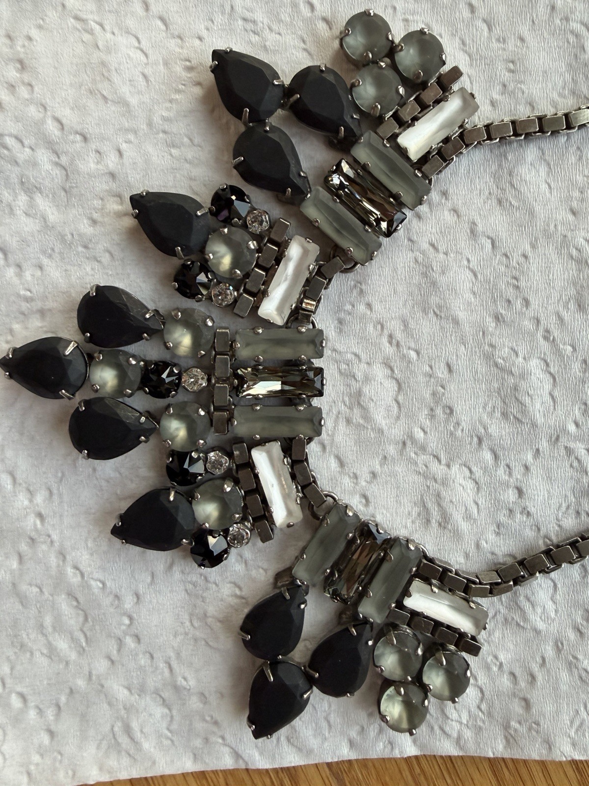 Sorrelli Statement Necklace Matte Black, Olive Green and Clear Crystals