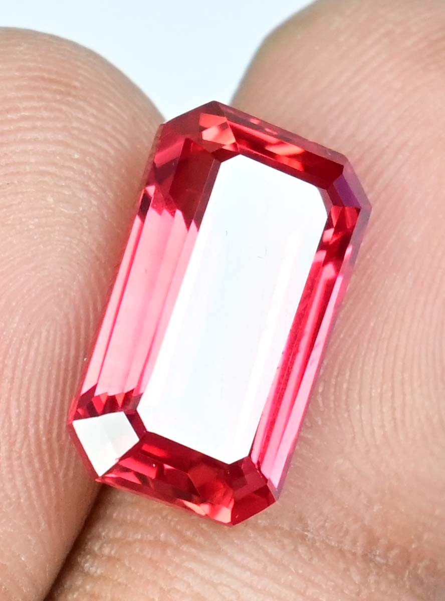 Flawless Natural Orange Red Spinel 11.70 Ct Emerald Cut Certified Rare Gemstone