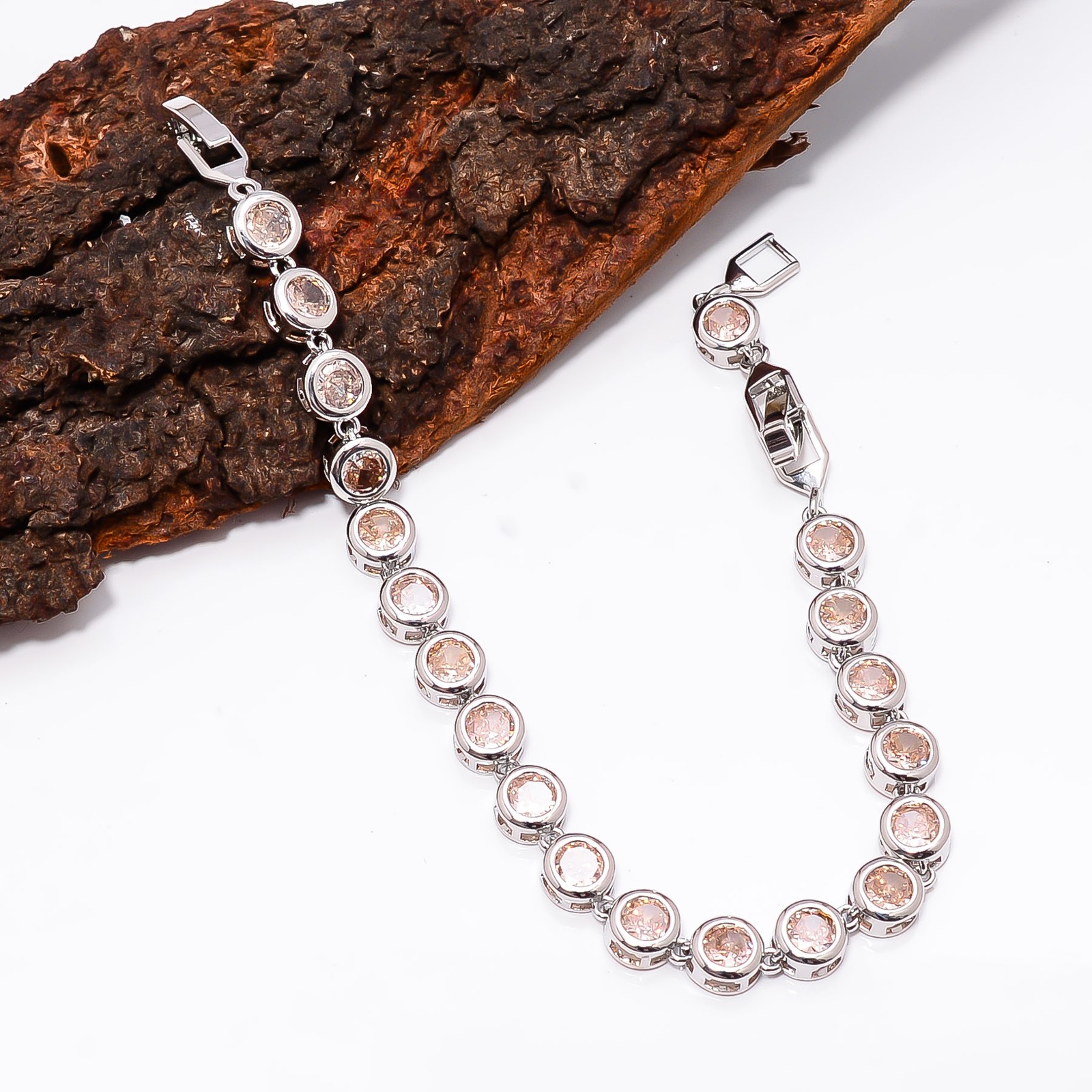 Morganite 925 Sterling Silver Adjustable Bracelet 7-8″ B126910, Gift for her