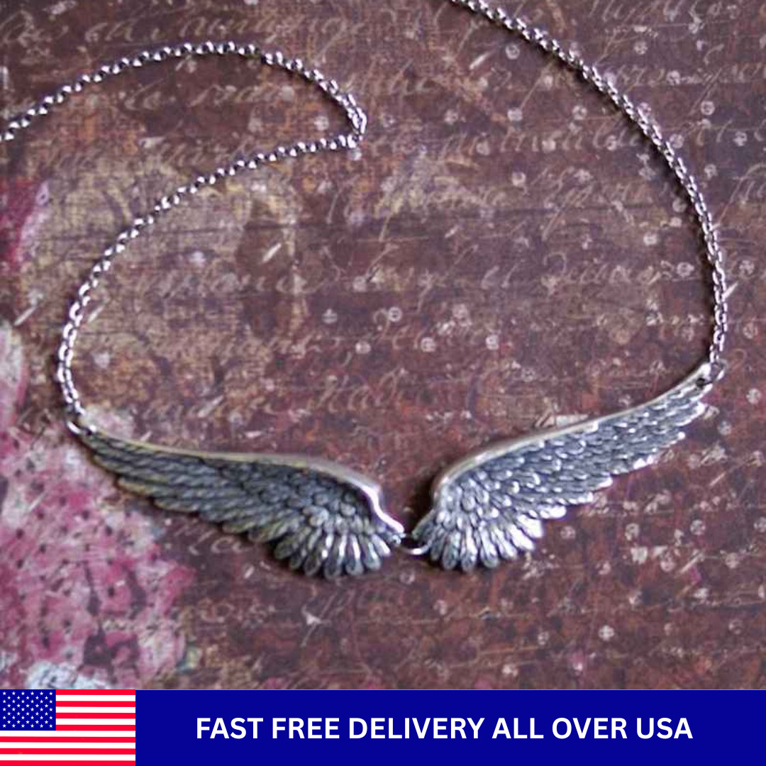 Vintage Angel Wings Feather Choker Necklace Statement Link Collar for Women