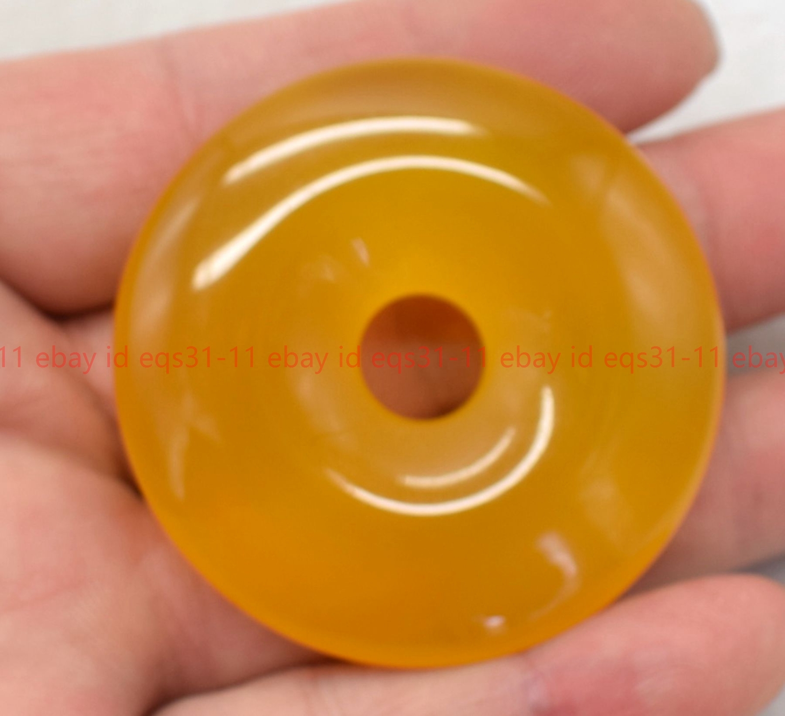 1/5/10/20 Pcs Pretty 30mm YellowTopaz Jade Circle Donut Pendant Lucky Amulet
