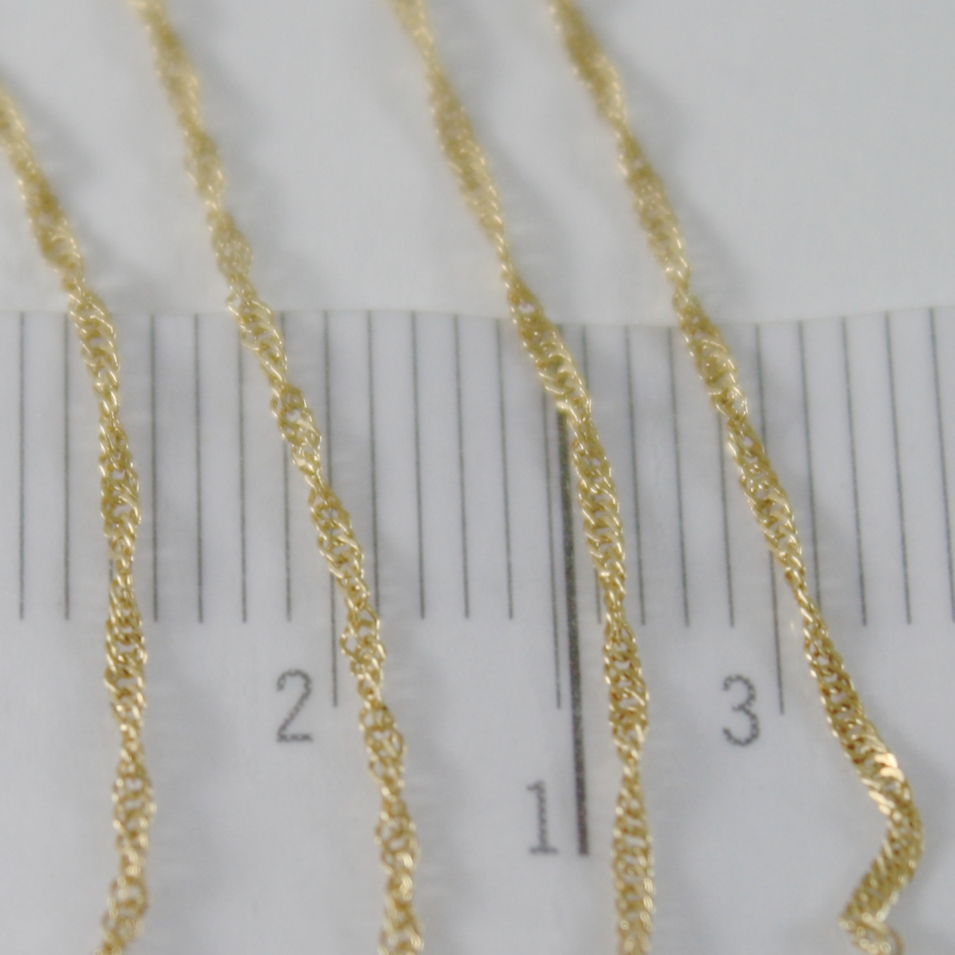 18K YELLOW GOLD MINI SINGAPORE BRAID ROPE CHAIN 19.7 INCHES 1 MM, MADE IN ITALY
