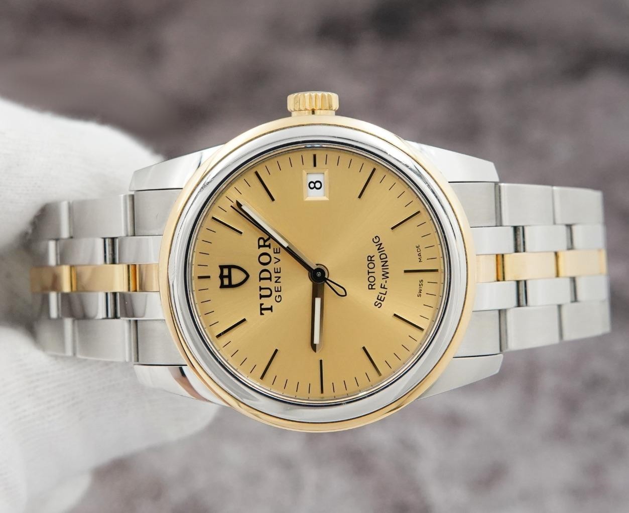 Tudor Glamour Date Ref. 55003 Champagne Dial Gold and Stainless 36mm Mens Watch